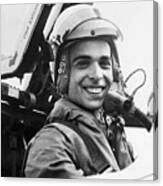 King Hussein In Plane Cockpit, Smiling Canvas Print
