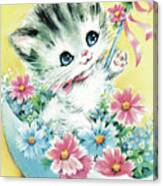 Kitten In Umbrella Canvas Print