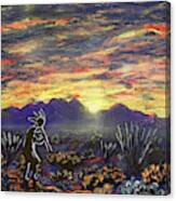 Kokopelli And An Arizona Sunrise Over The Santa Rita Mountains Canvas Print