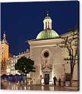 Krakow By Night In Poland Canvas Print