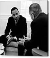 (l-r) Civil Right Leader Dr. Martin Luther King Speaking W. President Lyndon Johnson During A Visit To The White House. Canvas Print