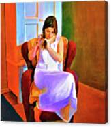 Lady Sitting On A Chair Canvas Print