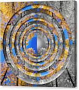 Larches Color To Black And White Reflection Circles Canvas Print