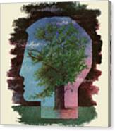 Large Tree In The Silhouette Of A Man's Head Canvas Print