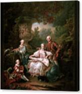 Le Marquis De Sourches Et Sa Famille By Francois Hubert Drouais Canvas Print