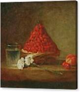 Le Panier De Fraises Des Bois - A Basket Of Wild Strawberries. Canvas,38 X 46 Cm. Canvas Print