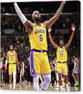 Lebron James Celebrates After Breaking The All-time Scoring Record Canvas Print