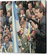 Lech Walesa Addressing Supporters Canvas Print