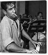 Leonard Bernstein Smoking At Piano Canvas Print