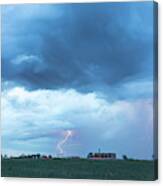 Lightning And Gas Fracking Canvas Print