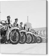 Line Of Motorcycle Officers Canvas Print