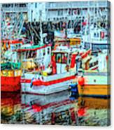 Line Up Of Fishing Boats Canvas Print