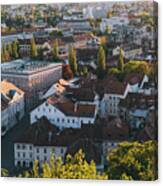 Ljubljana Historic Old Town, View From The Castle Hill, Slovenia Canvas Print