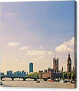 London Landmarks, Big Ben And House Of Canvas Print