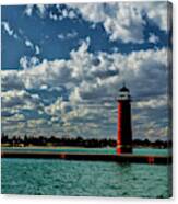 Looking Back At The Red Lighthouse In Kenosha Canvas Print