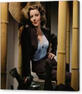 Loretta Young With Bamboo Poles Canvas Print