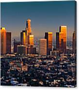 Los Angeles Skyline At Sunset Thru Smog Canvas Print