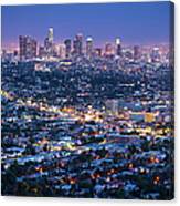 Los Angeles Skyline Cityscape At Dusk Canvas Print