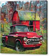 Love That Red 1957 Chevy Truck Watercolor Painting Canvas Print
