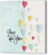 Love You Colorful Hearts Canvas Print