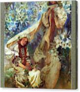 Madonna Of The Lilies By Alphonse Mucha Canvas Print
