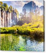 Majestic View On Waterfall Canvas Print