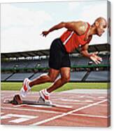 Male Athlete On The Starting Line Of Canvas Print