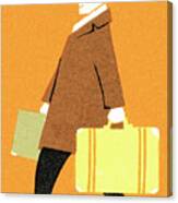 Male Traveler With Luggage Canvas Print