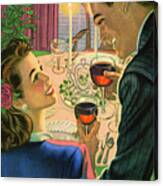 Man And Woman On A Dinner Date Canvas Print