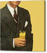Man In Suit Holding Beverage Canvas Print