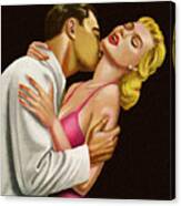 Man Kissing A Woman Canvas Print