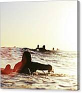 Man On Surfer Paddle Canvas Print