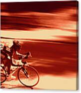 Man Racing Bicycle Canvas Print