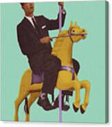 Man Riding A Carousel Horse Canvas Print