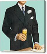 Man Standing Holding Drink Canvas Print