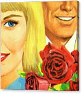 Man Woman And Red Roses Canvas Print