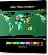 Map Of Global Population Densities Canvas Print