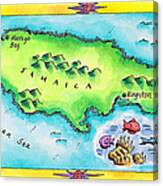 Map Of Jamaica Canvas Print