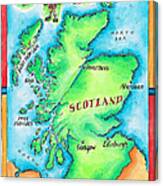 Map Of Scotland Canvas Print