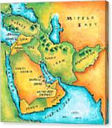 Map Of The Middle East Canvas Print