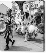 Marching On Mardi Gras Indian Day - Bw Canvas Print