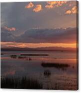 Marshland Sunset With Reflections The Island Line Trail Vermont Panorama Canvas Print