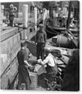 Men Unloading Crates Of Rum Canvas Print