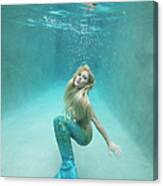 Mermaid Swimming Under Water Canvas Print