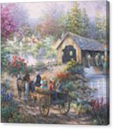 Merriment At Covered Bridge Canvas Print