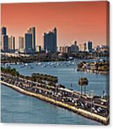 Miami Florida Skyline At Sunset Canvas Print