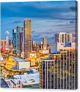 Miami, Florida, Usa Aerial Skyline Canvas Print