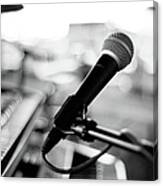 Microphone On Empty Stage Canvas Print