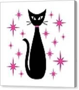 Mid Century Cat With Pink Starbursts Canvas Print