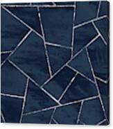 Midnight Navy Blue Ink Silver Geometric Glam #1 #geo #decor #art Canvas Print